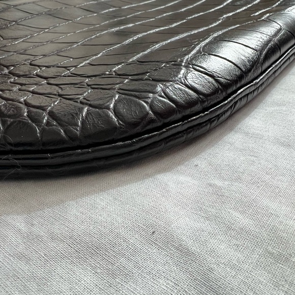 Saint Laurent Paris VII Flat Croc Embossed Leather Hobo Bag - Picture 3 of 16